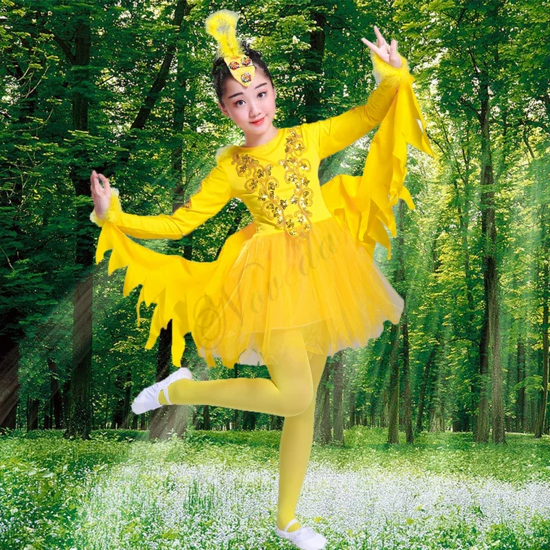 Фото Kostium dla dzieci ptak dziewczyny biała sukienka do tańca baletowego zwierząt cosplay Halloween ptaki skrzydła wróżki odzież sceniczna №5