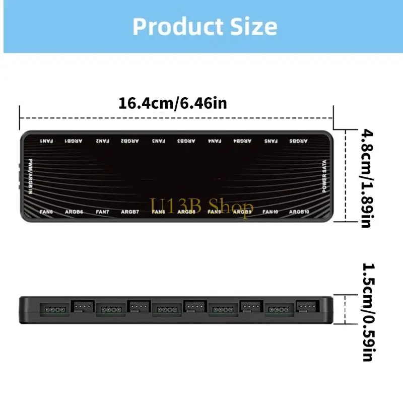 U13B Настраиваемое управление вентилятором ПК 10 Port Argb Pwm Hub с удаленным для геймеров (art.: 3920cd47357d7) - 3920cd47357d7