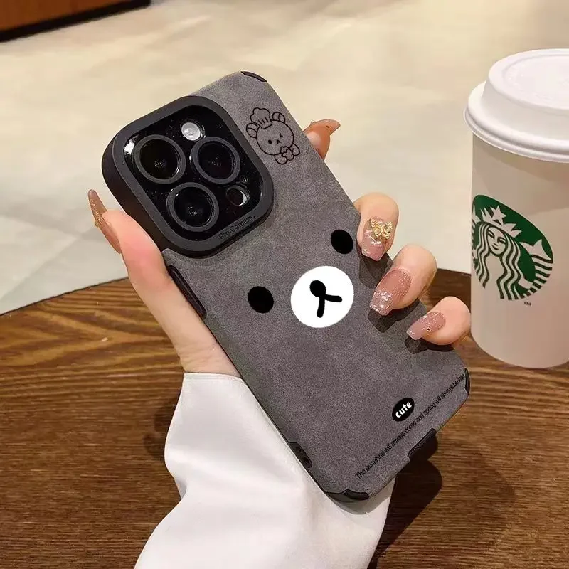Фото Kawaii Rilakkuma применяется к Iphone 16/15 Promax замшевый чехол для телефона аниме мультфильм 14/13/12 наборов мягких резиновых рождественских подарков игрушки №2