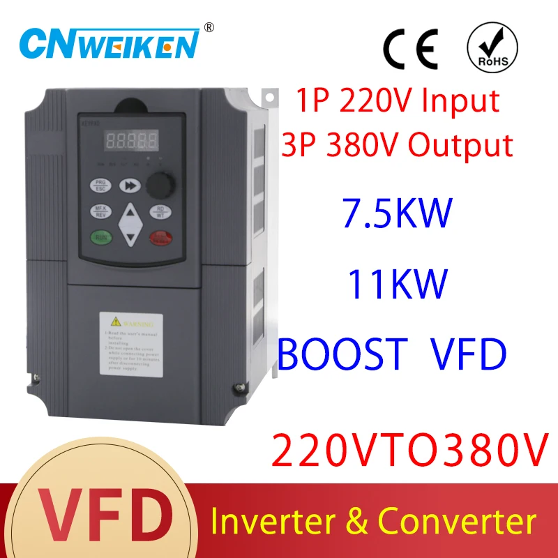 Горячее надувательство! WK600 boost VFD 0,75-11 кВт 220/380 В преобразователь частоты и преобразователь выход 3-фазный двигатель переменного тока контроллер водяного насоса/приводы переменного тока