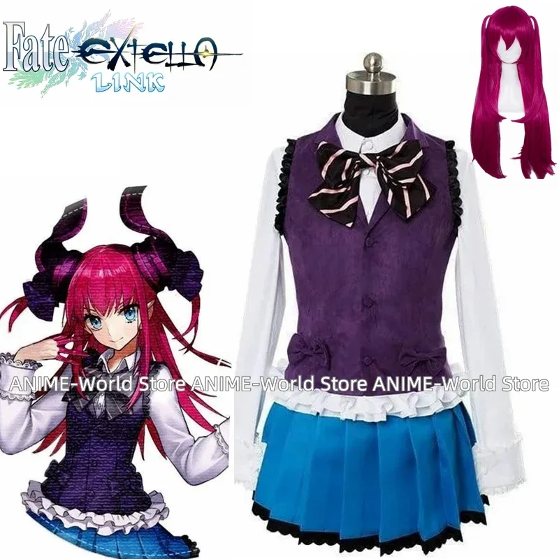 Аниме Fate Extella Link Elizabeth Bathory Pure Artist Косплей Костюм Парик Нестандартный размер Любой размер
