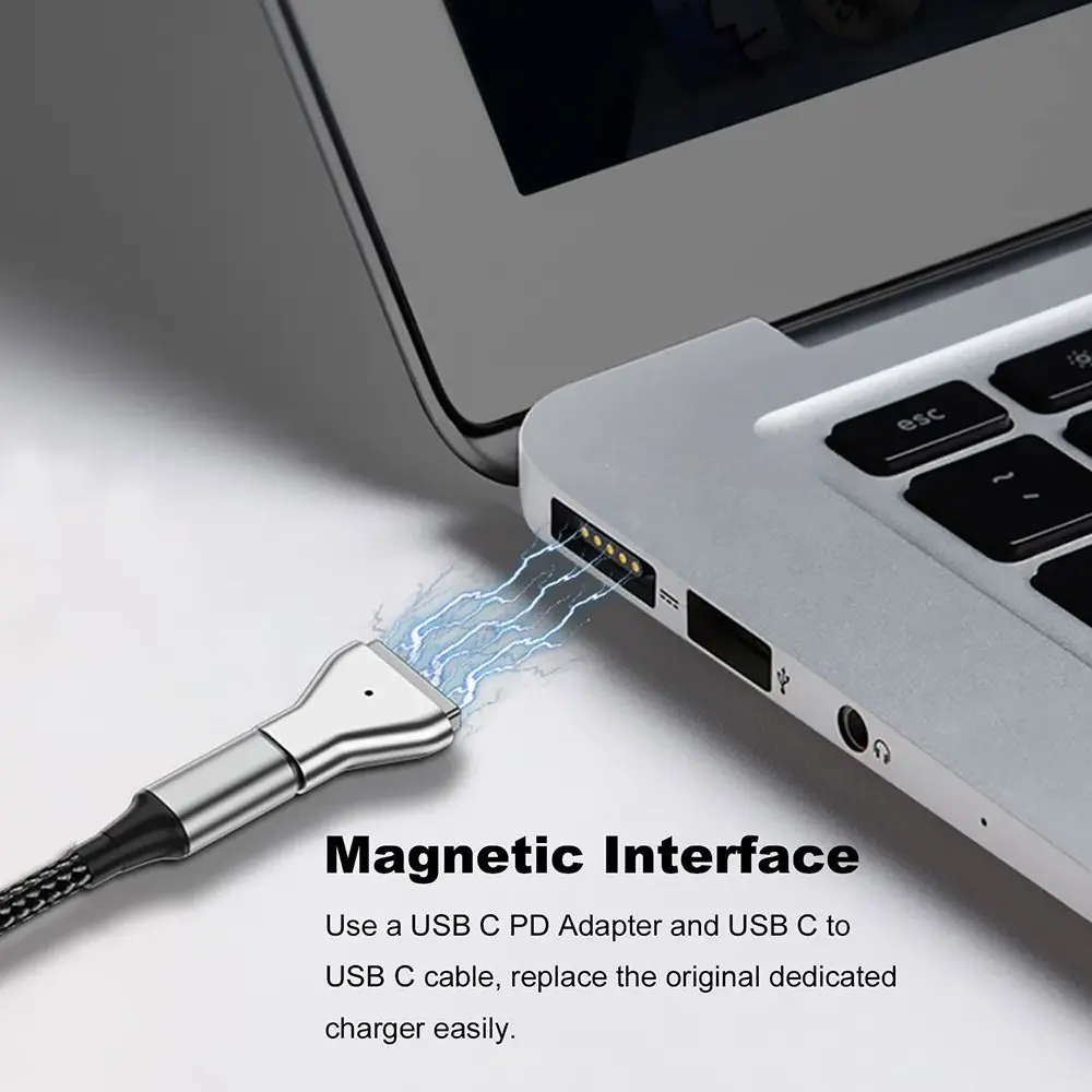 Фото Новинка, Магнитный адаптер USB C типа C на Magsafe 2, разъем PD для быстрой зарядки, переходник-соединитель для MacBook Air/Pro 5A №2