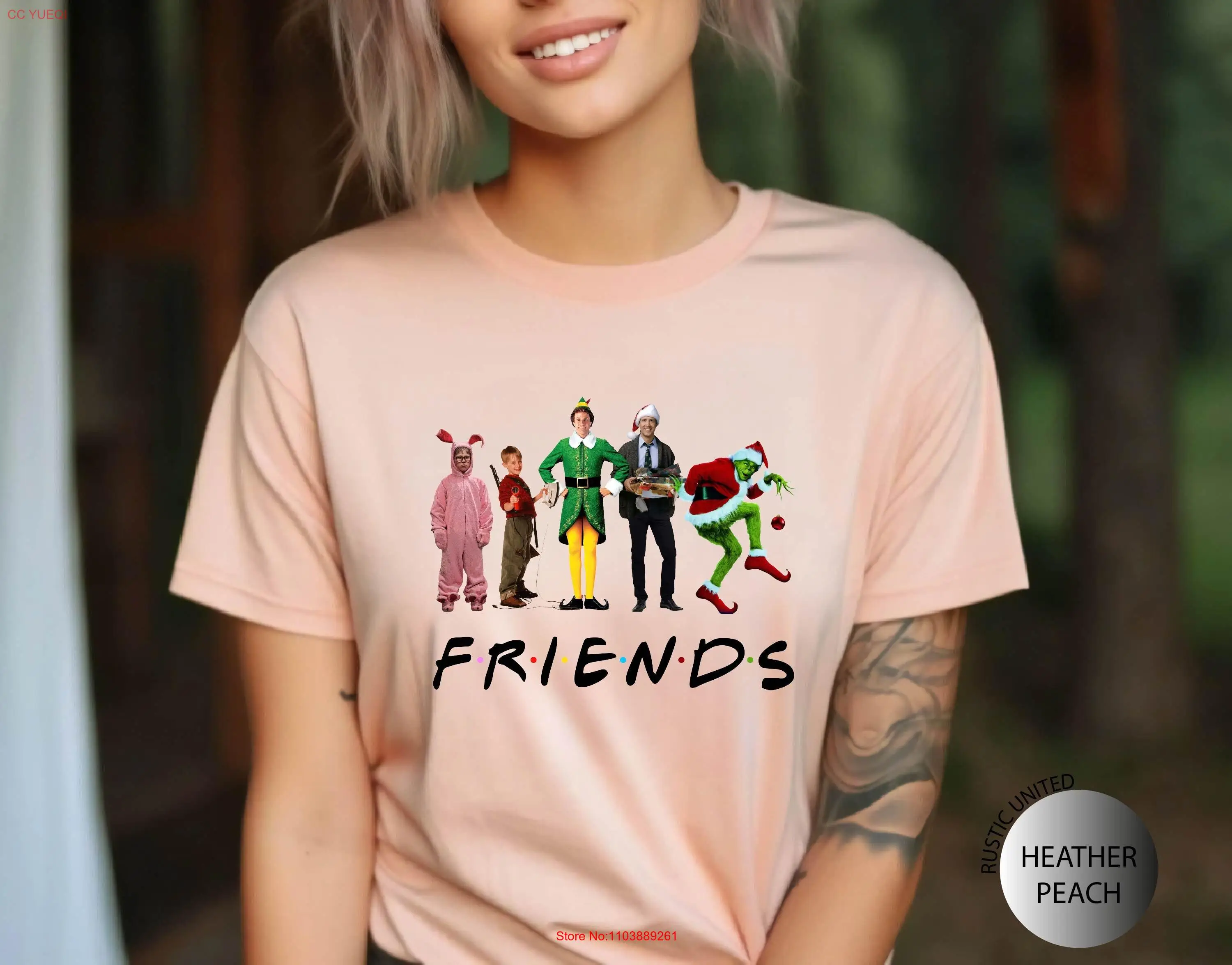 Christmas Friends T Shirt Funny Watching Xmas Family Squad Outfit Movie Fan Rustic United Brand long or short sleeves