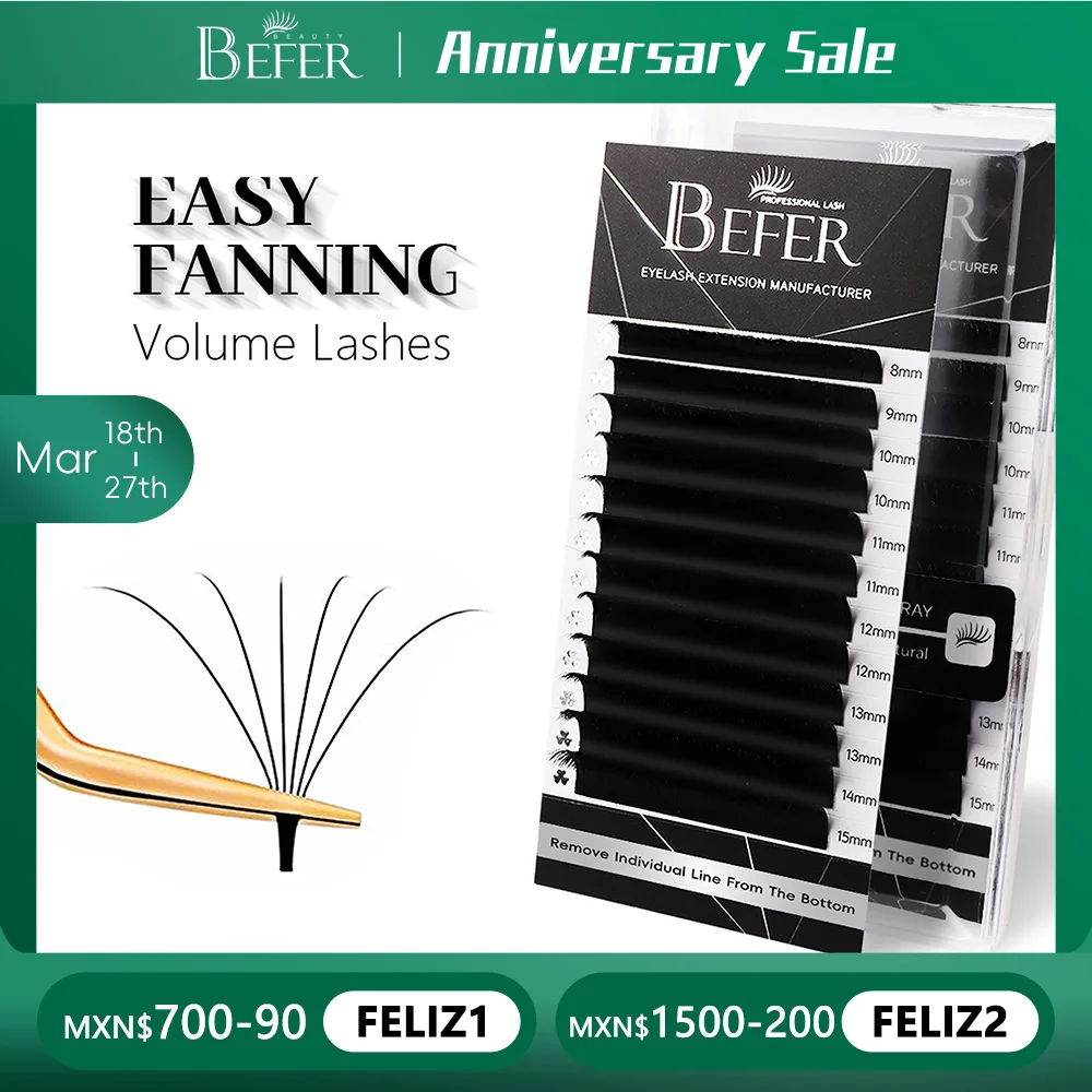 Ресницы Befer Easy Fan для наращивания, матовые черные мягкие легкие ресницы для цветения, профессиональный поставщик косметики с автоматическим цветением