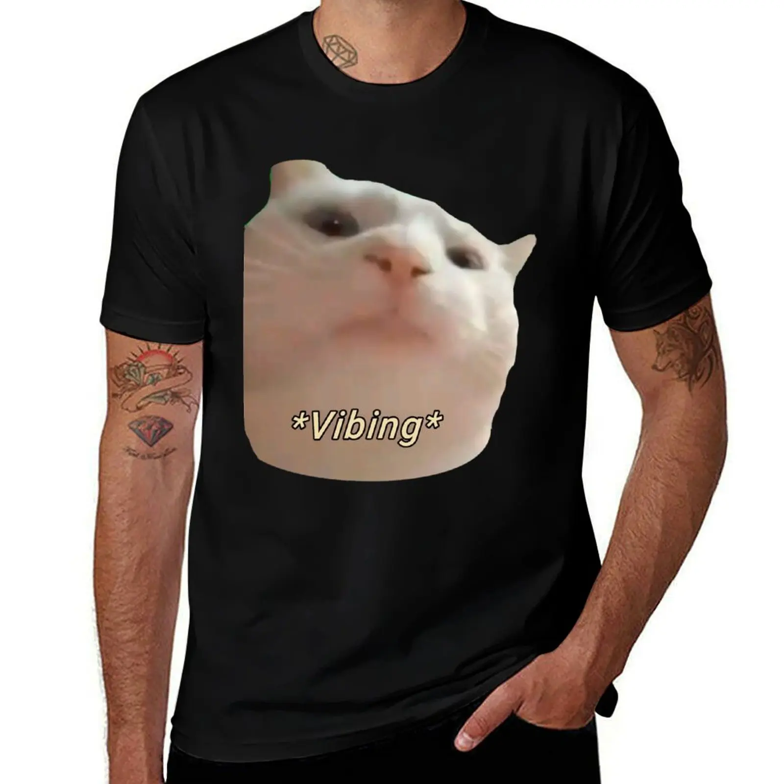 Классическая футболка Cat Vibing Meme Cat Voian polkka, хлопковые футболки с рисунком, одежда, роскошные мужские толстовки, мужские