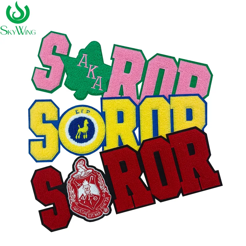 Розовая и зеленая шенилевая нашивка для красивой толстовки SOROR Delta 1913 Sorority SGRHO