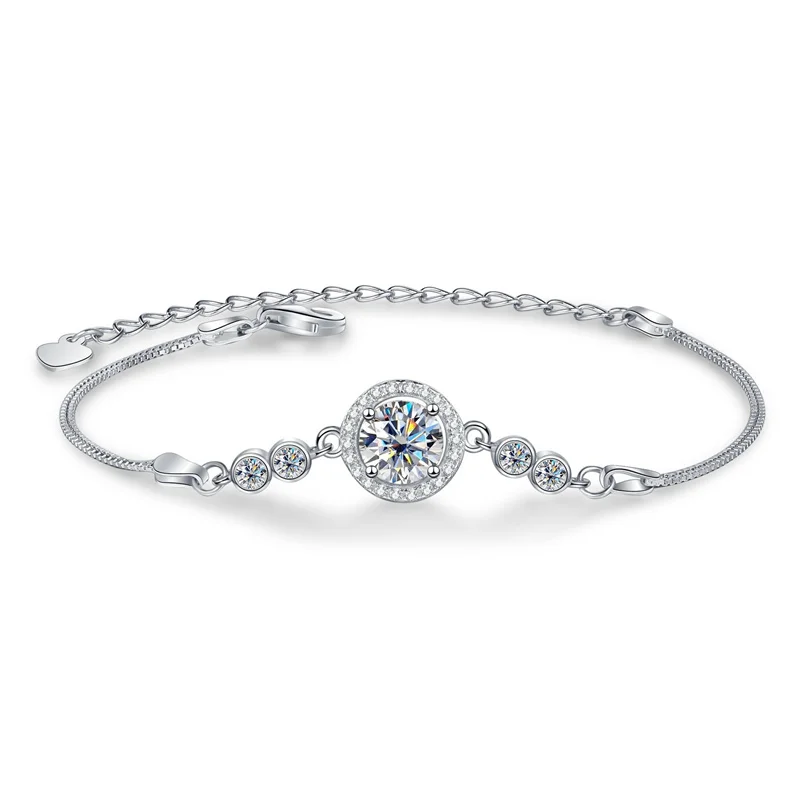 ZFSILVER модные классические модные s925 серебряные муассанитовые 1 карат круглые браслеты для женщин аксессуары роскошные ювелирные изделия подарок на вечеринку B-114 Ювелирные изделия