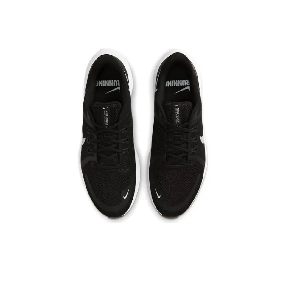 Фото Оригинальные мужские кроссовки для бега Nike Quest 4, Нескользящие кроссовки с низким верхом, дышащие черно-белые кроссовки №4
