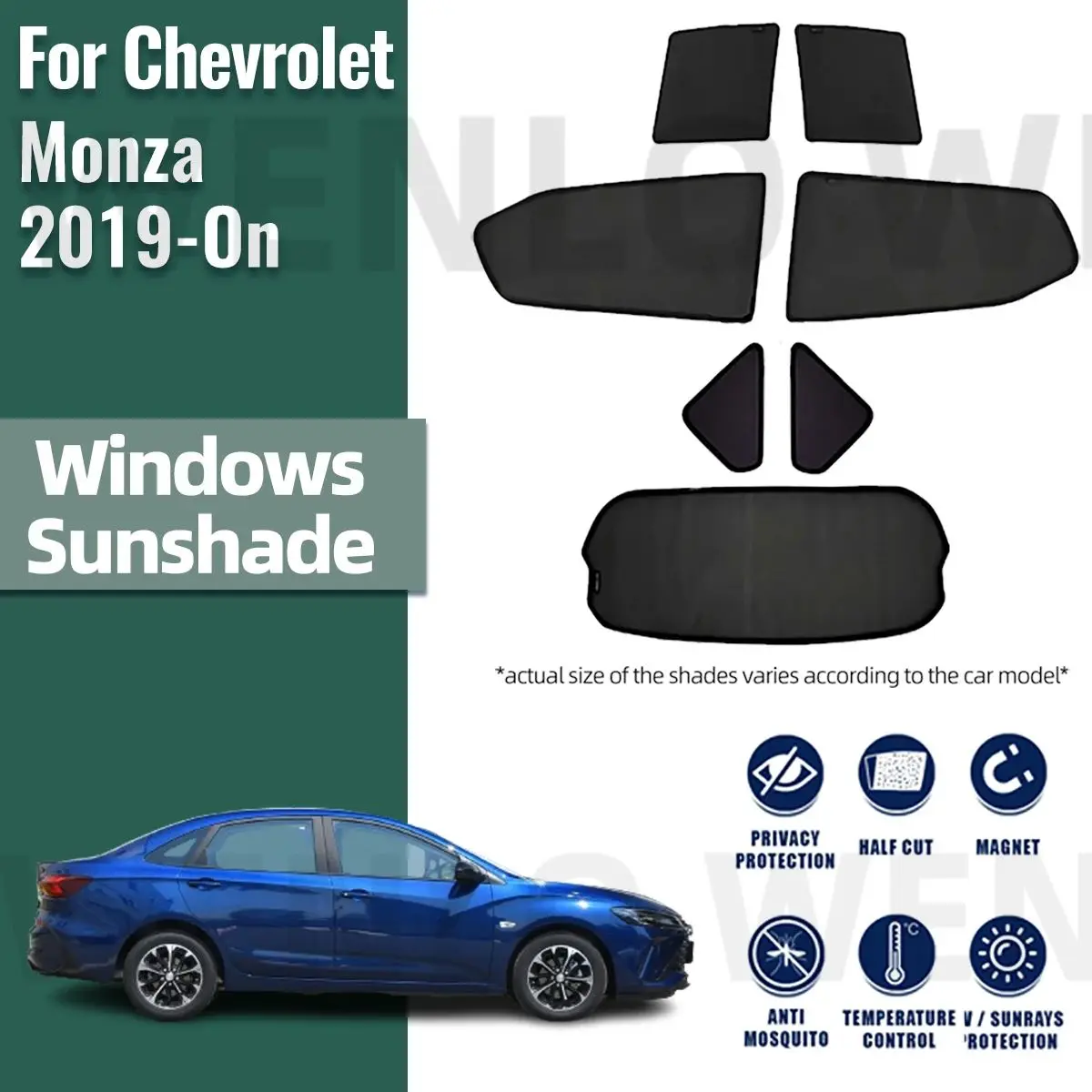 Для Chevrolet Monza 2019-2023 2024, магнитный автомобильный солнцезащитный козырек, передняя лобовое стекло, рамка, занавеска на заднее боковое окно, солнцезащитные козырьки
