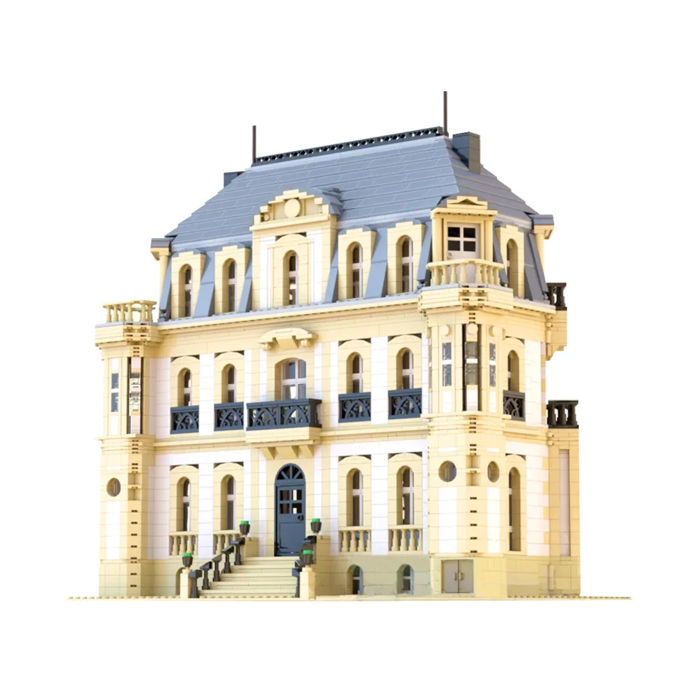 Фото MOC классическая архитектура Chateau Bugatti Molsheim, строительные блоки, модель Fantasys IX Alexandria, замок, кирпичи, игрушка для детей, подарок №2
