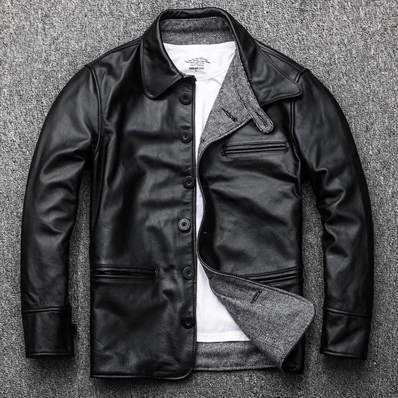 LNY Shop Best. Зимнее пальто из воловьей кожи, модная куртка из натуральной кожи, мужская классическая одежда, качественные продажи больших размеров