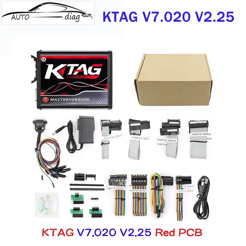 Программатор ЭБУ KTAG V7.020 V2.25, красный, с печатной платой