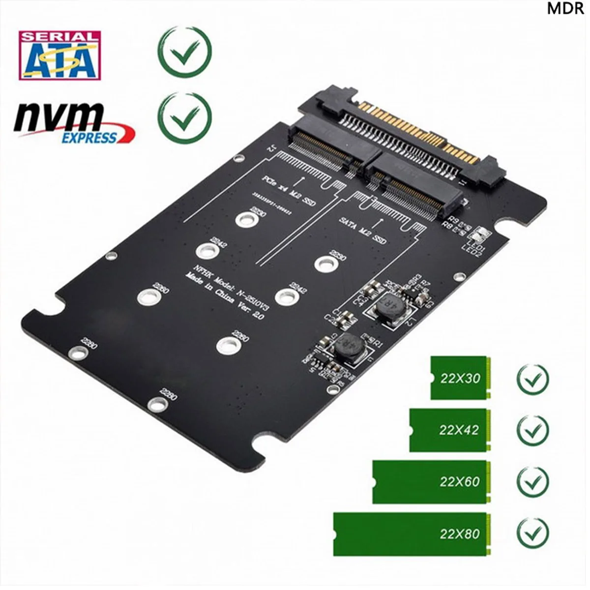 Адаптер U.2 NGFF M.2 M-key NVME SATA SSD-SFF-8639 Комбинированный адаптер U.2 для материнской платы Замените SSD 750 p3600 p3700
