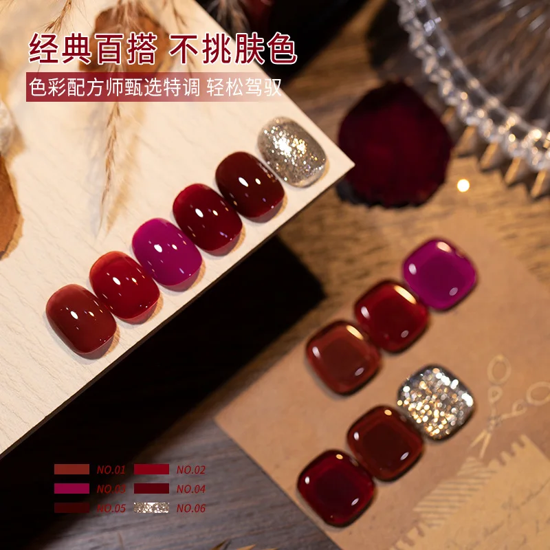 Фото Гель-лак для ногтей Cherry Wine Red, 10 мл, полупостоянный, замачиваемый, УФ-лак для ногтей, гель для маникюра, осенне-зимний стиль, маникюрный салон №3