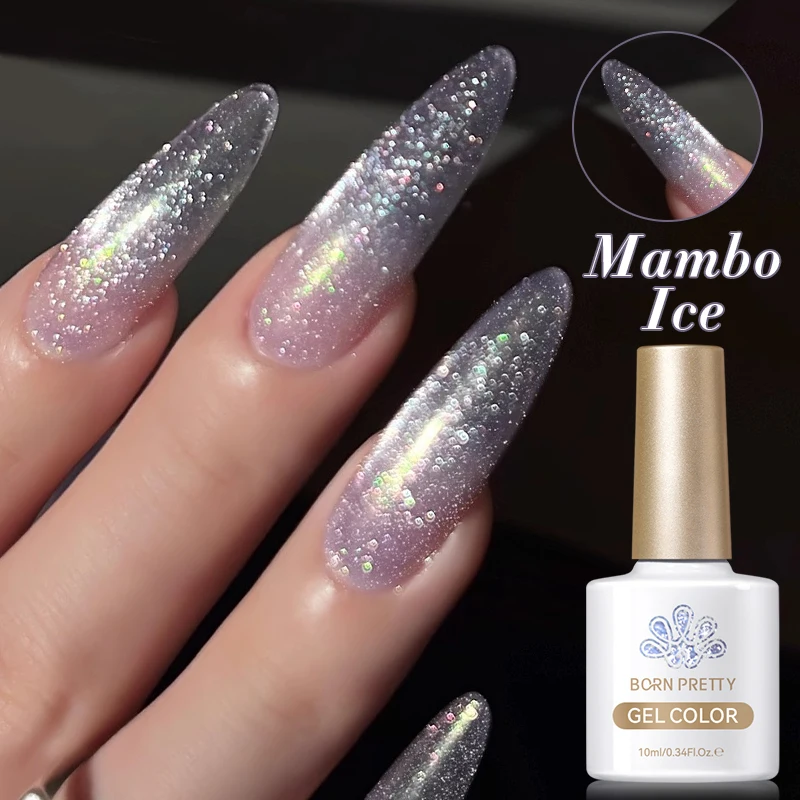 Фото BORN PRETTY Mambos Ice Cat Магнитный гель-лак для ногтей Сияющее желе Блестящие стеклянные бусины с эффектом замачивания УФ-маникюр для дизайна ногтей 10 мл №5