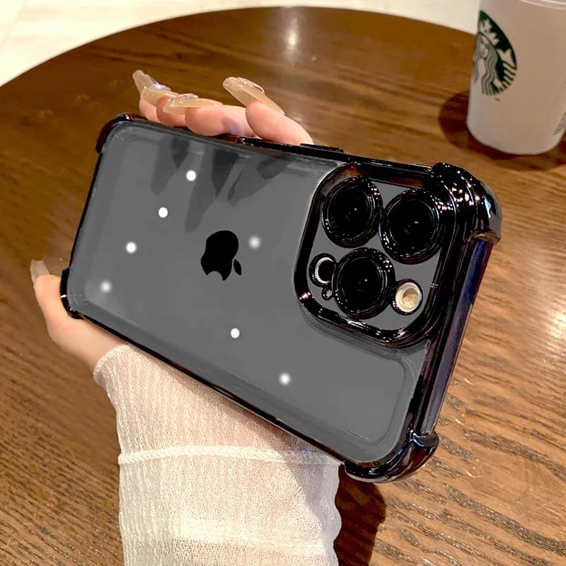 Противоударный бронированный Прозрачный жесткий чехол для iPhone 16 15 14 13 12 11 Pro Max Plus 16Pro 15Pro 14Pro, полностью защитные чехлы-бамперы