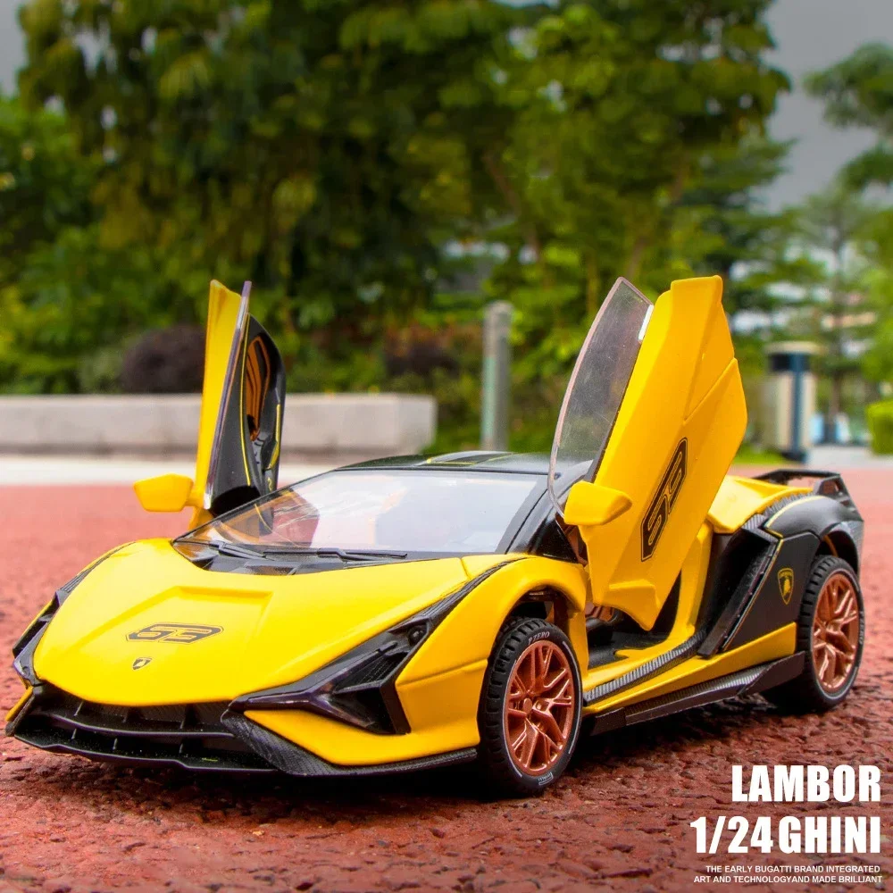 1:24 Lamborghini Sian FKP37 легкосплавный автомобиль, литье под давлением и игрушечные транспортные средства, модель автомобиля, звук и свет, автомобиль с откатом, игрушки, подарки