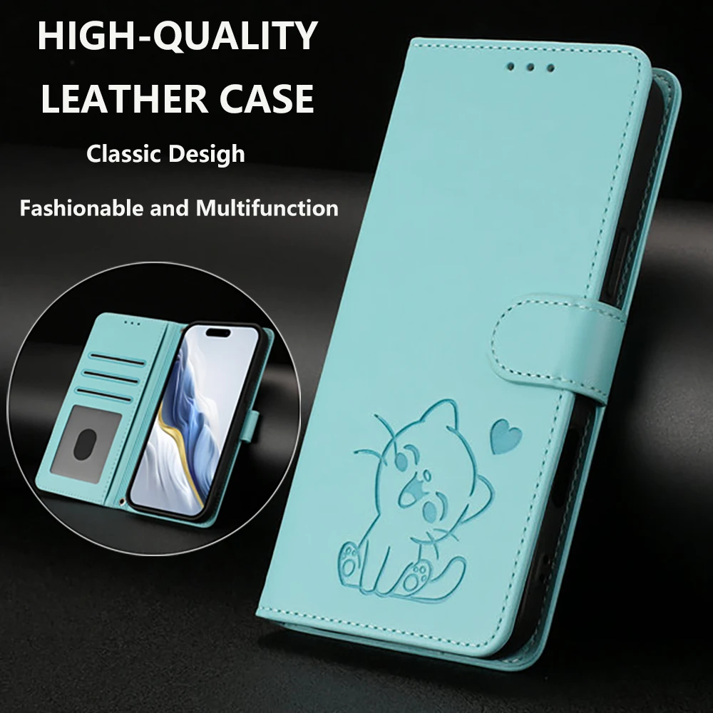 Кожаный чехол-кошелек Find X8s Plus 5G с тиснением кота для OPPO Find X8 Ultra Luxury Book Cover Find X5 Lite X6 X8 Pro X7 Ultra Funda
