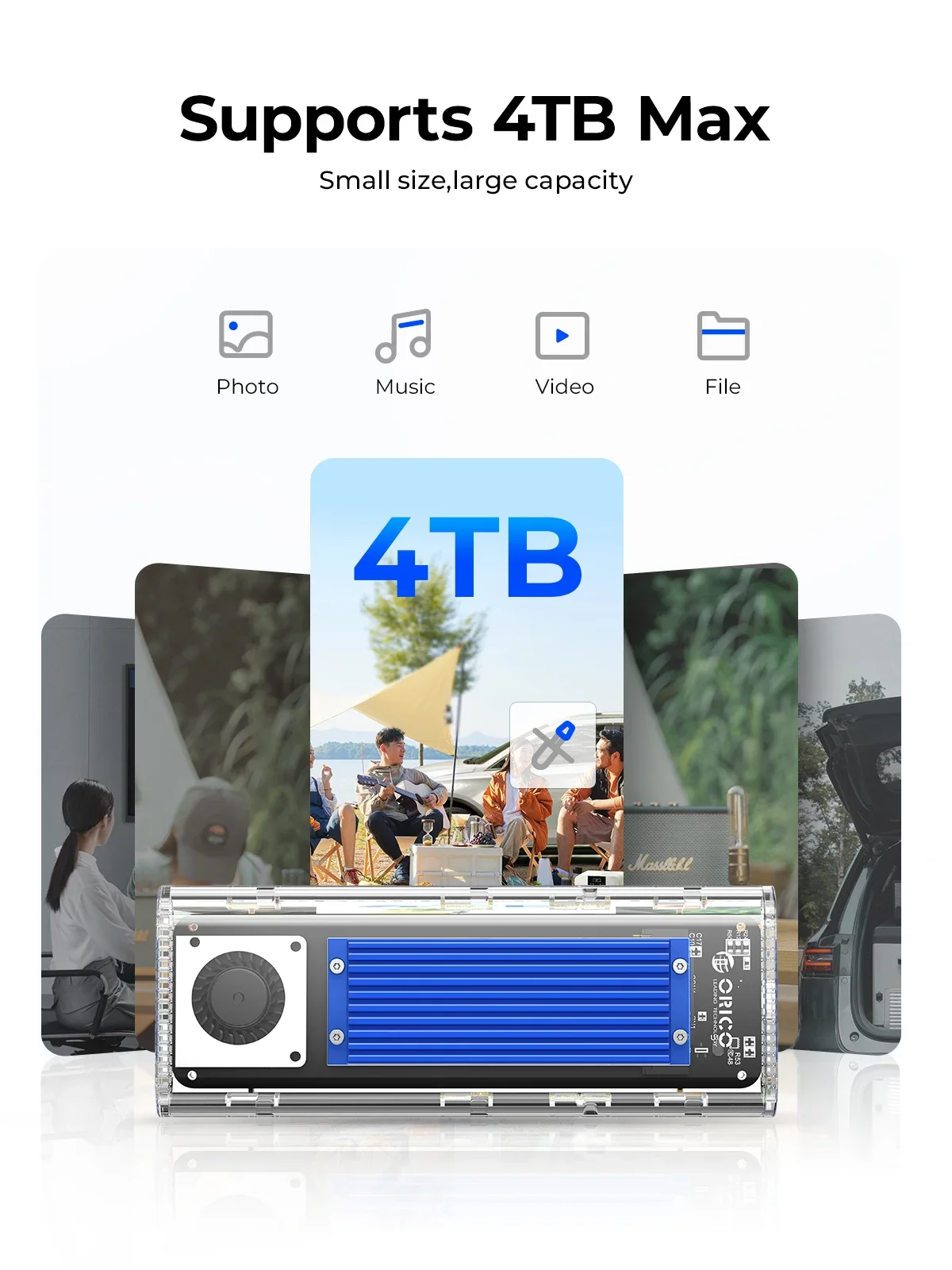 Фото Корпус ORICO 20 Гбит/с M.2 NVMe SSD Корпус M2 NVME SSD с охлаждающим вентилятором USB 3.2 Thunderbolt 4 NVME Адаптер Бесплатно для ПК Ноутбука №4