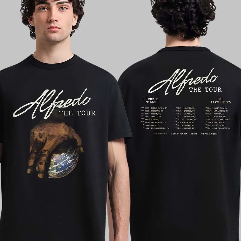 Двусторонняя футболка Mavi Alfredo The Tour 2025, города Северной Америки, все размеры