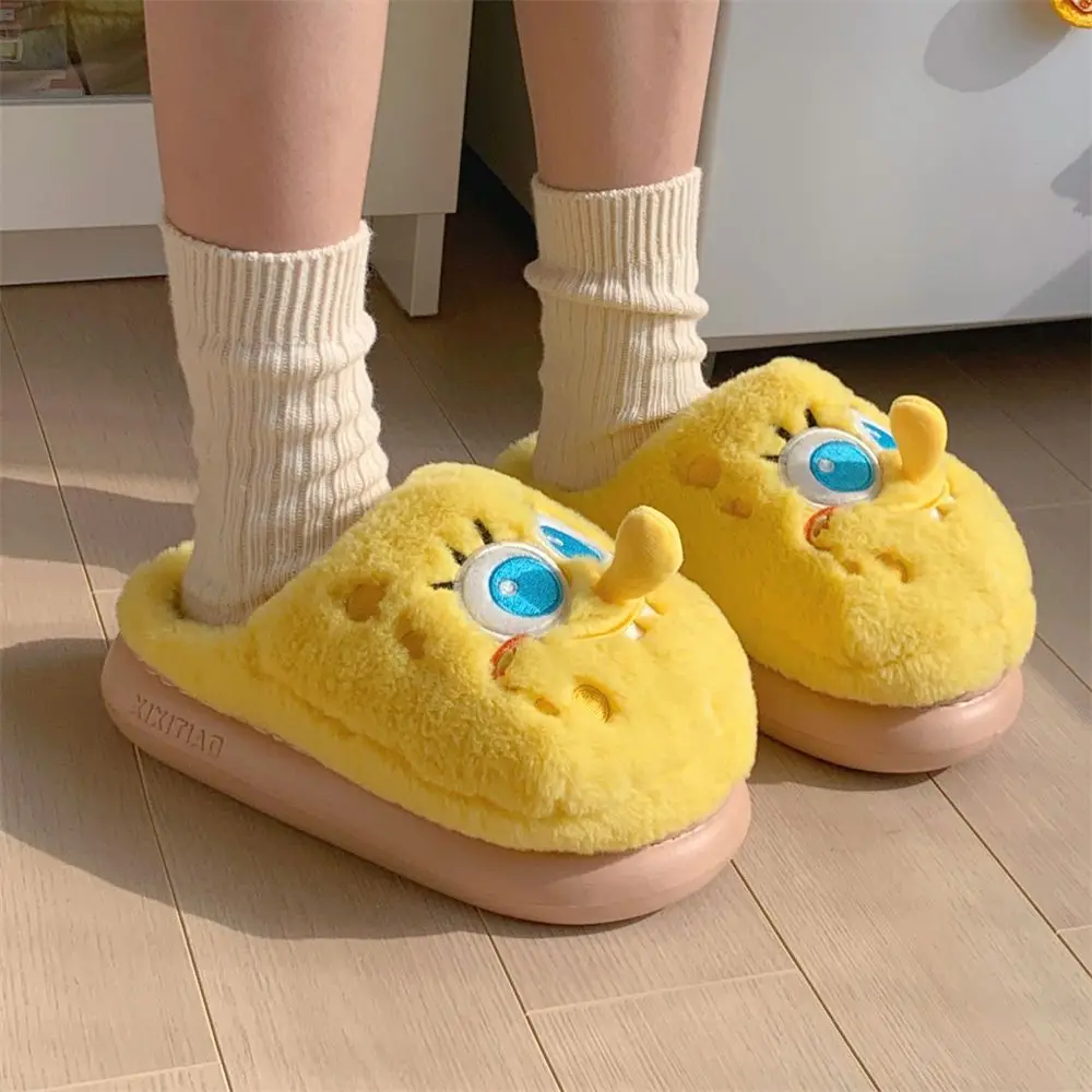 Kawaii Губка Боб Квадратные Штаны Хлопковые тапочки Пара Зимняя хлопковая обувь Теплые домашние удобные тапочки на мягкой подошве с милыми героями мультфильмов (art.: 3920cbb5e38c6) - 3920cbb5e38c6