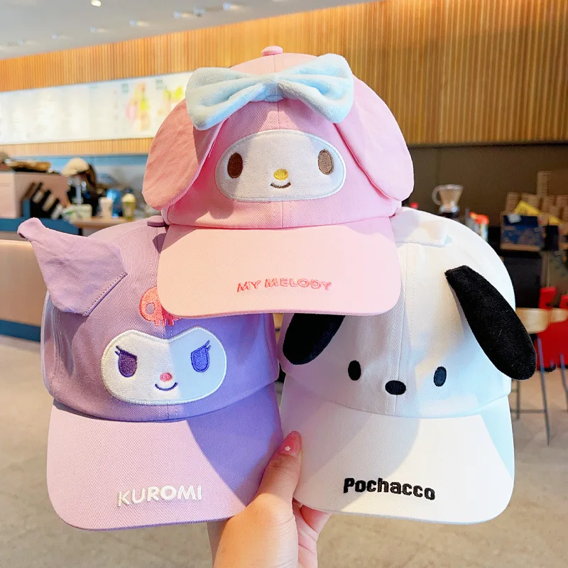 Мультяшная шляпа Sanrio Hello Kitty Kuromi My Melody, детские кавайные солнцезащитные шляпы, дорожная солнцезащитная шляпа, кепка для девочек, бейсболка, детский подарок