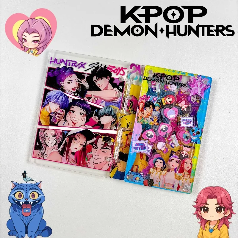 Лидер продаж, аниме K-Pop: Demon Hunters, группа, блокнот для мальчиков, сделай сам, акриловый блокнот в виде встряхивания, A7, канцелярские принадлежности для книги с вкладышами Игровые фигурки и трансформеры