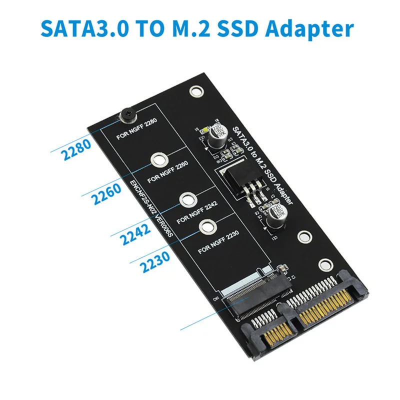 Фото Адаптер M.2 SATA Адаптер M2 к SATA Адаптер M.2 к SATA Конвертер M.2 NGFF 2,5-дюймовая карта SATA3 Ключ B для 2230-2280 M2 SSD №5