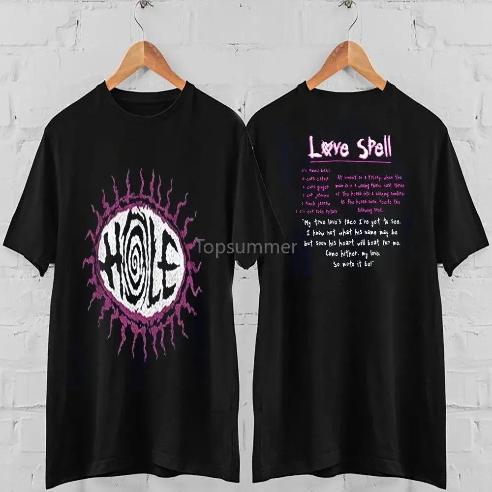 Футболка Hole Band Love Spell Lyric, мужские футболки, забавные подарки для мужчин, футболки, хлопковая мужская футболка в тяжелом весе