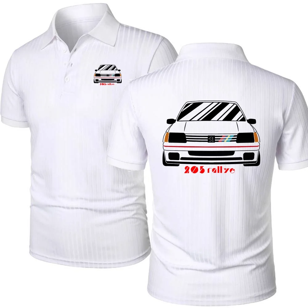 Фото Рубашка поло Wrc 205 Gti Car Rallye Racing Expedition Enthusiasts Футболка Спортивная мужская эластичная полосатая футболка с лацканами Мягкие топы Крутая футболка POLOS №2
