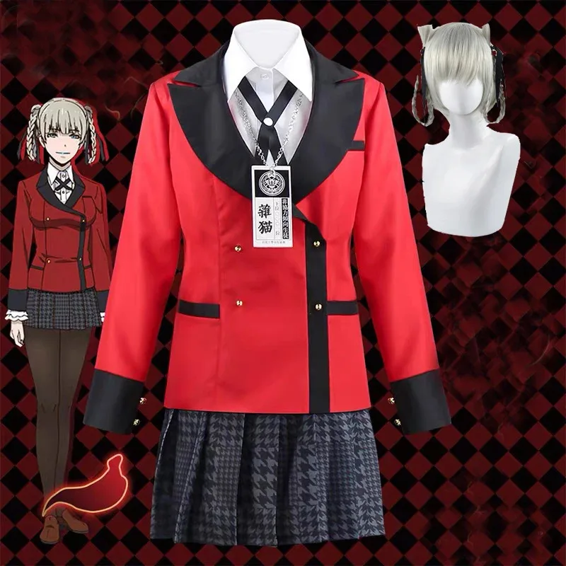 Новый аниме Kakegurui Kirari Momobami, карнавальный костюм, школьная форма, костюмы на Хэллоуин, парик для женщин и девочек, sk;m1