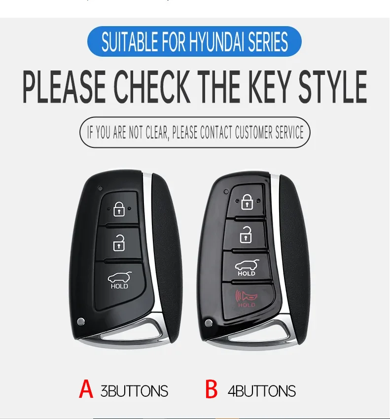 Фото Автомобильный кожаный чехол для ключей из сплава для Hyundai Grandeur HG Sedan Santa Fe 3DM Grand SantaFe 2018 IX45 EQUUS Azera Genesis брелок №3