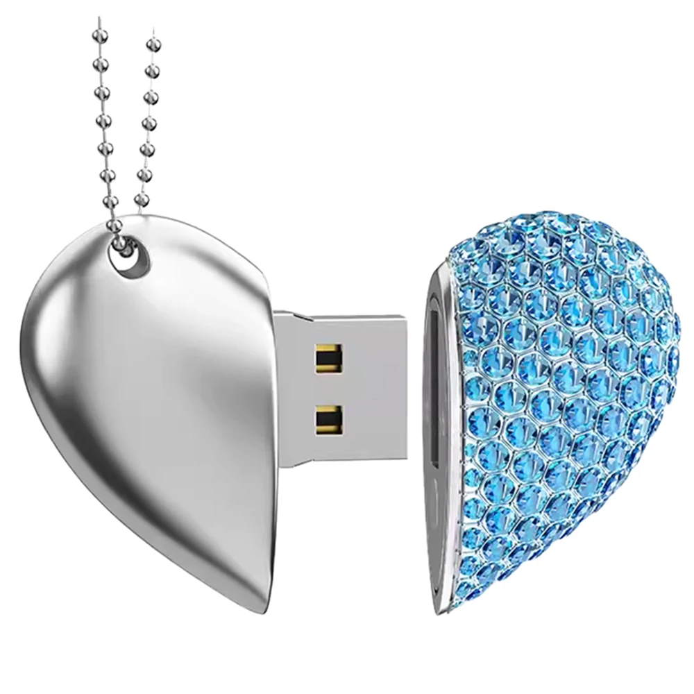 Фото USB-флеш-накопитель Heart Crystal, 128 ГБ, бесплатный ключ, ожерелье, память, 64 ГБ, 100% реальная емкость, USB-флеш-накопитель, 32 ГБ, бизнес-подарок №4