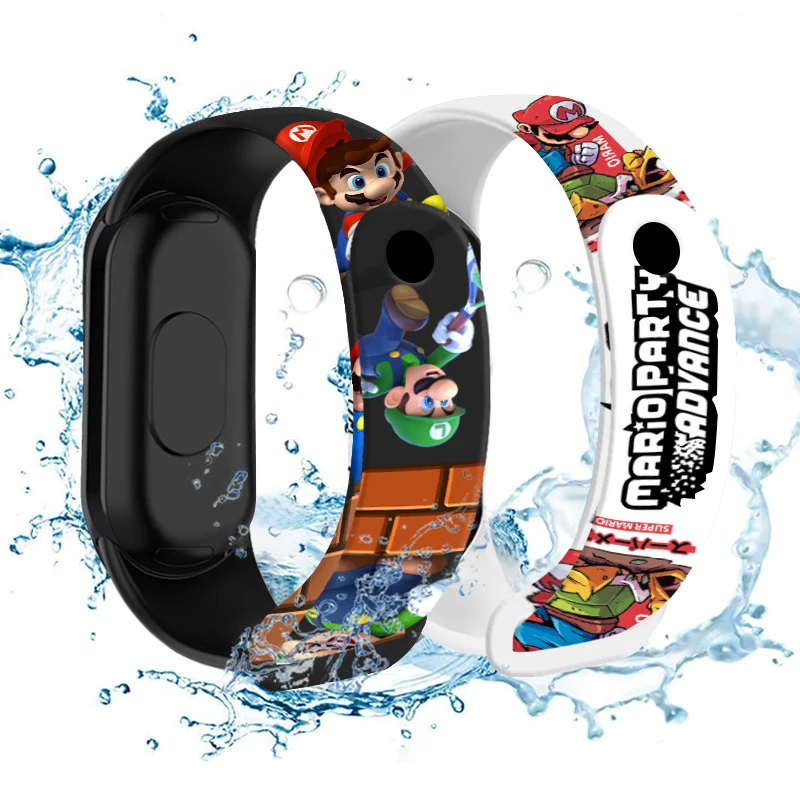 Фото Детские часы Mario Bros, фигурки Луиджи, принцесса, персик, Йоши Боусер, детский спортивный браслет, водонепроницаемая цифра №2
