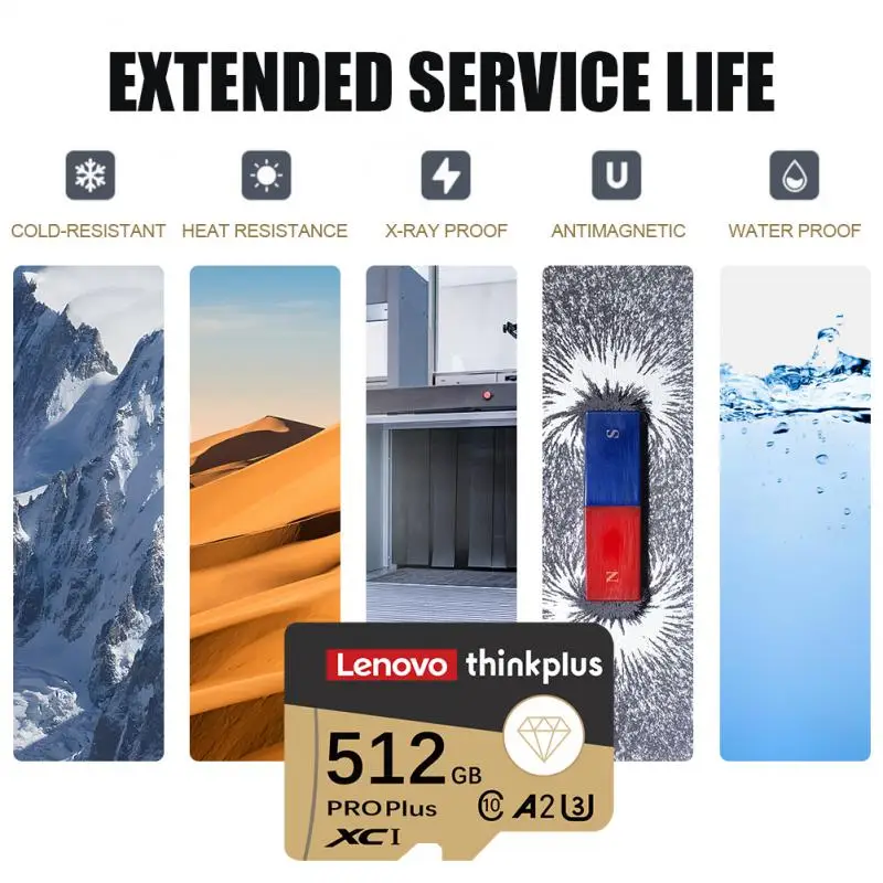 Карта памяти Lenovo 128 ГБ Микрокарта класса 10 512 ГБ 256 ГБ SDTF Флэш-карта Бесплатный SD-адаптер для мобильного телефона Компьютерная камера Ps5 (art.: 3920cad1c8986) - 3920cad1c8986
