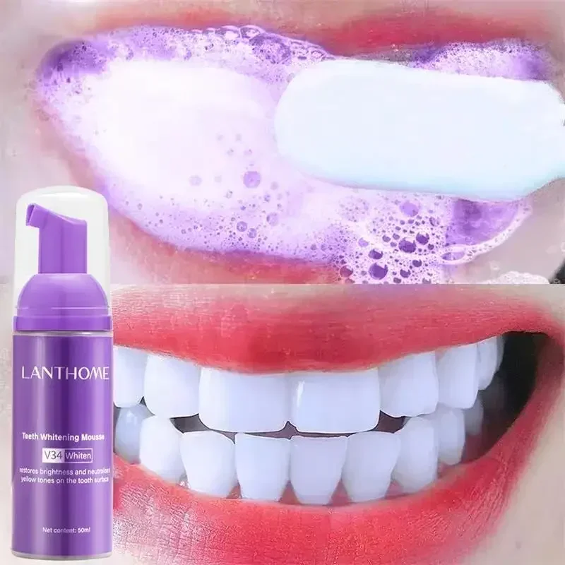 Зубная паста V34 Mousse 50 мл, эффективное очищение, осветление, отбеливание, удаление желтых зубов, пятна для зубов, средство для очистки полости рта