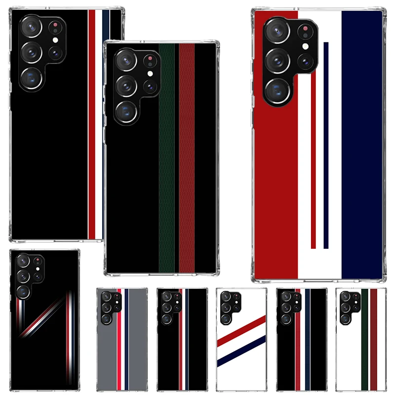 Роскошный спортивный крутой Полосатый чехол для телефона Samsung Galaxy S24 S23 S22 S21 Ultra S20 FE S10 Plus S10E S9 S8 + мягкий чехол Shel