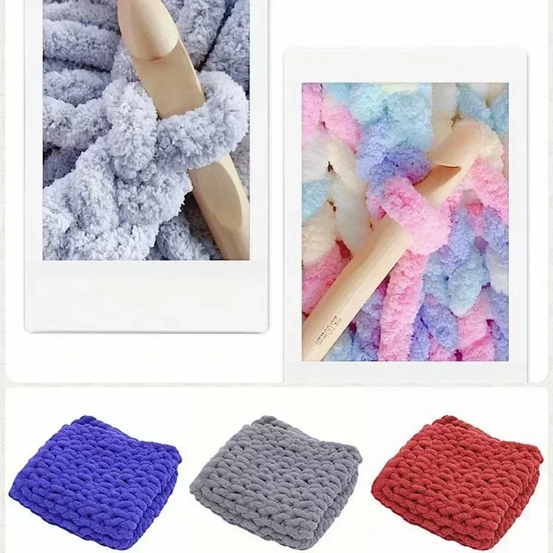 Фото 250 г ручная вязаная синельная пряжа DIY многоцветный вязаный крючком шарф линия толстая гигантская пряжа хлопок для вязания одеяло шарф подушка №4