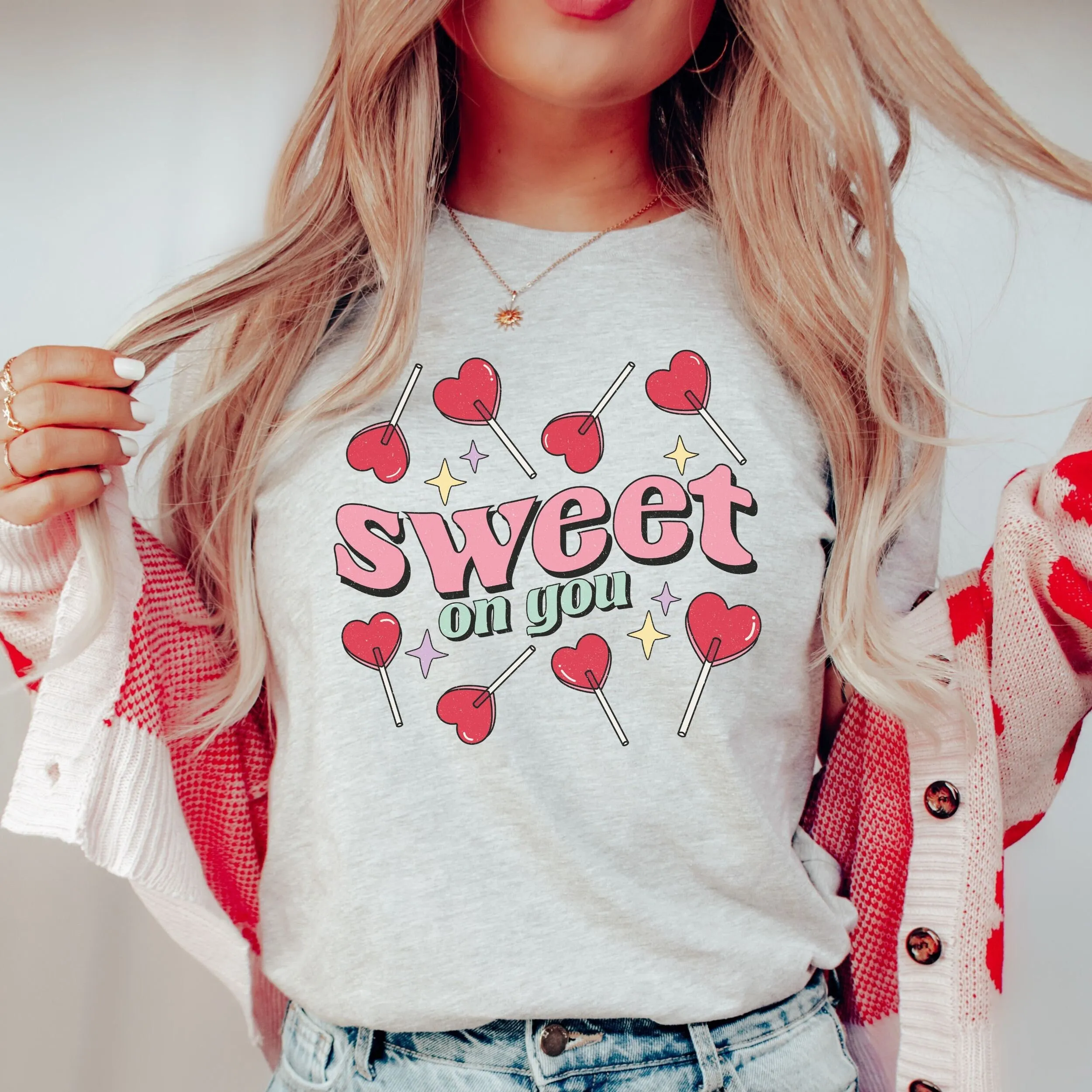 Футболка Candy HearT с присоской и леденецми, милая пара любви на День святого Валентина, сладкая на тебя