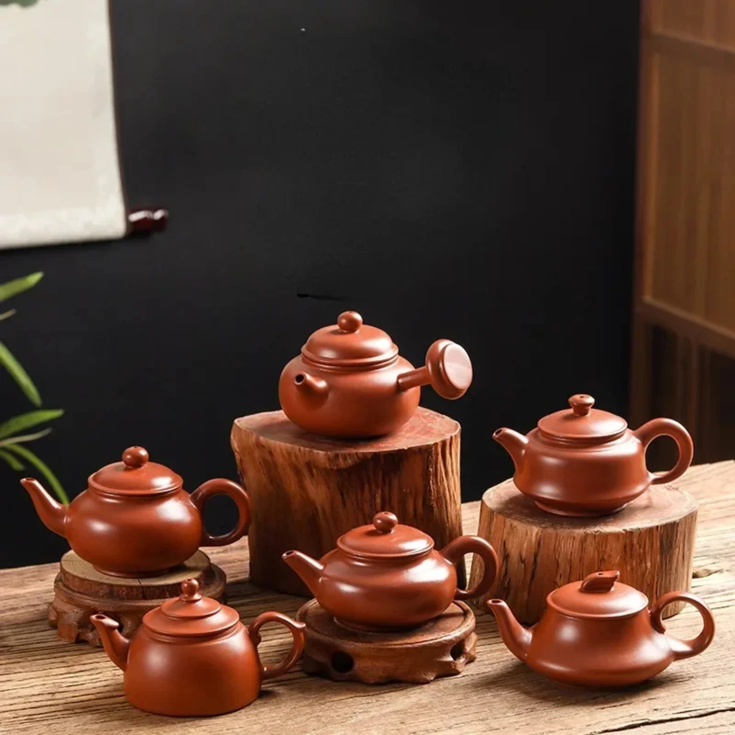 Фото Charming Chaozhou Kung Fu Tea Set with Hand Pulled Semi Handmade Red Clay Purple Sand Pot Small Capacity Ball Hole Filtered Tea №3