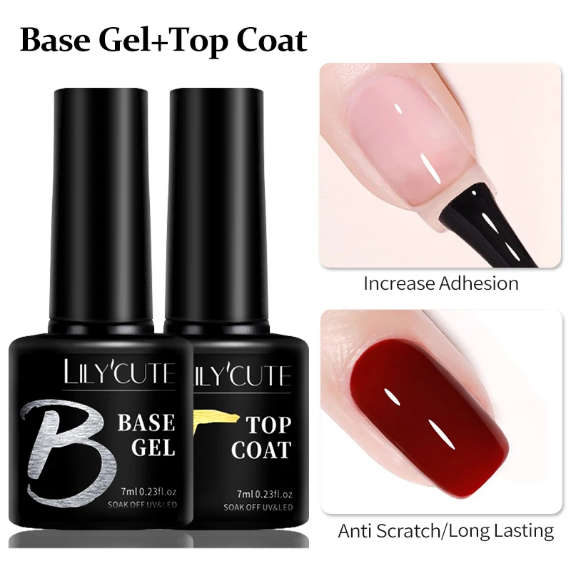 LILYCUTE 7 мл Base Nowipe Top Coat Soak Off УФ-светодиодный гель-лак для ногтей Армирующий гель Полуперманентный многофункциональный гель-лак