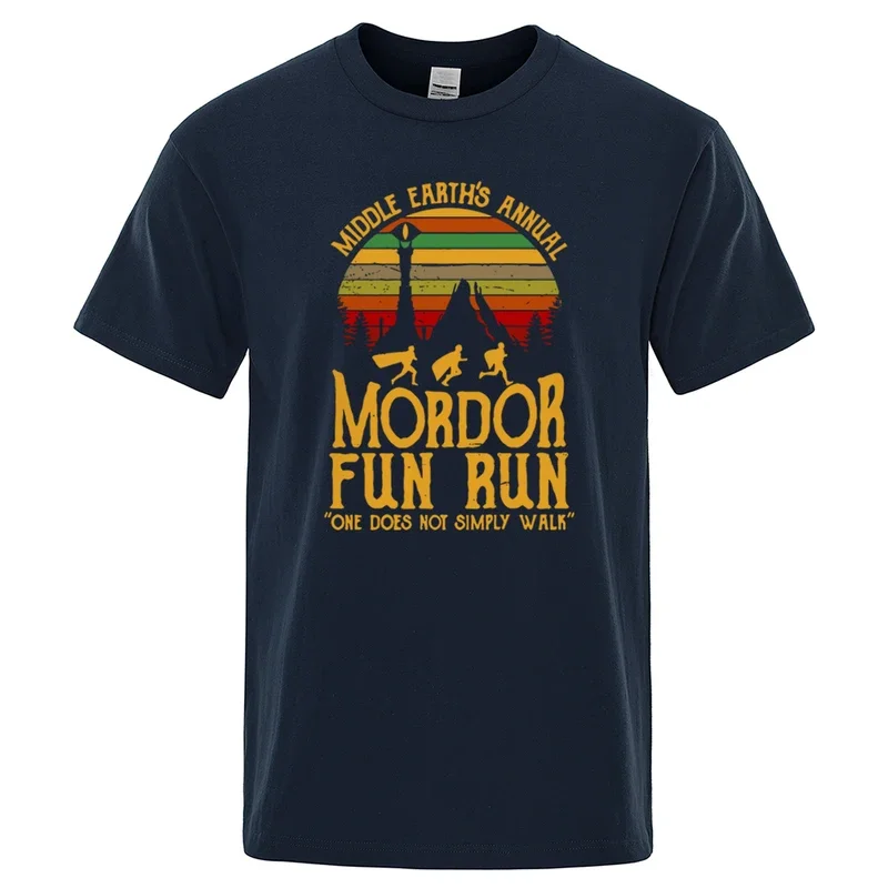 Фото Футболка с принтом Middle Earth's Annual Mordor Fun Run, мужские и женские футболки, летние хлопковые топы, хлопковые свободные уличные футболки в стиле хип-хоп №3