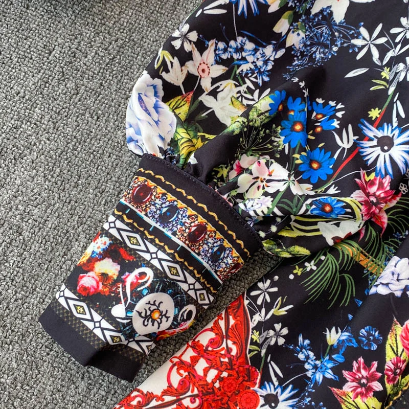 Gaun Mini Wanita Liburan Boho Motif Bunga Warni Lengan Panjang Lentera Wanita Musim Semi Pentas Mode Bar 2022 (art.: 3920be3fdbbdd) - 3920be3fdbbdd