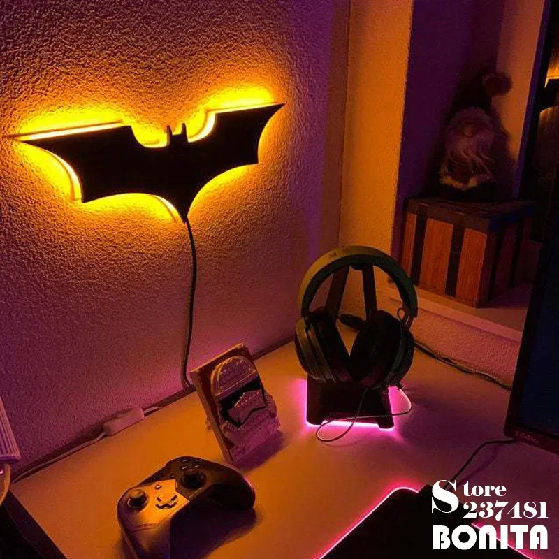 Суперкрутая 3D искусственная летучая мышь, животное, прикроватная игровая комната, настенная лампа, Супергерой, атмосферный знак, настенная лампа USB