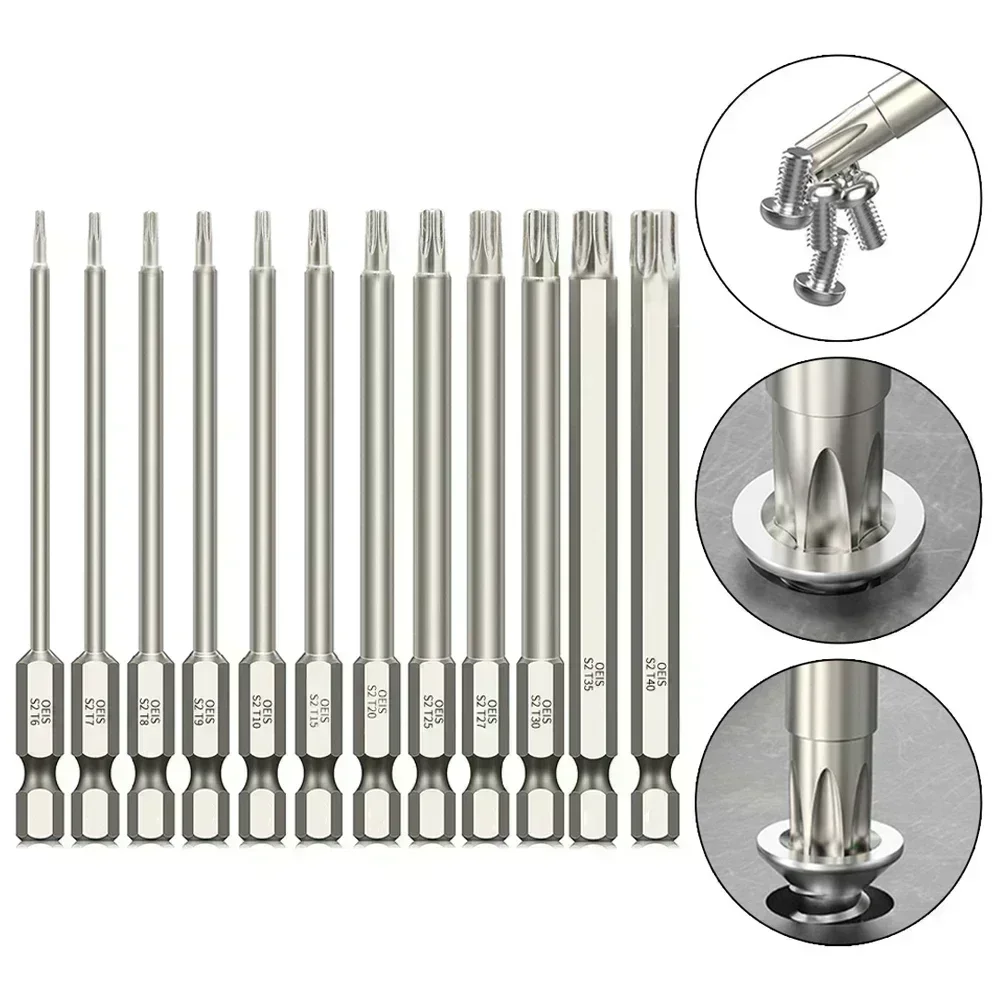 Фото 1 шт., полая отвертка Torx, 100 мм, 1/4 дюйма, шестигранный хвостовик T6-T40, головка для снятия винтов, электрическая дрель, детали инструментов для ручной отвертки №2