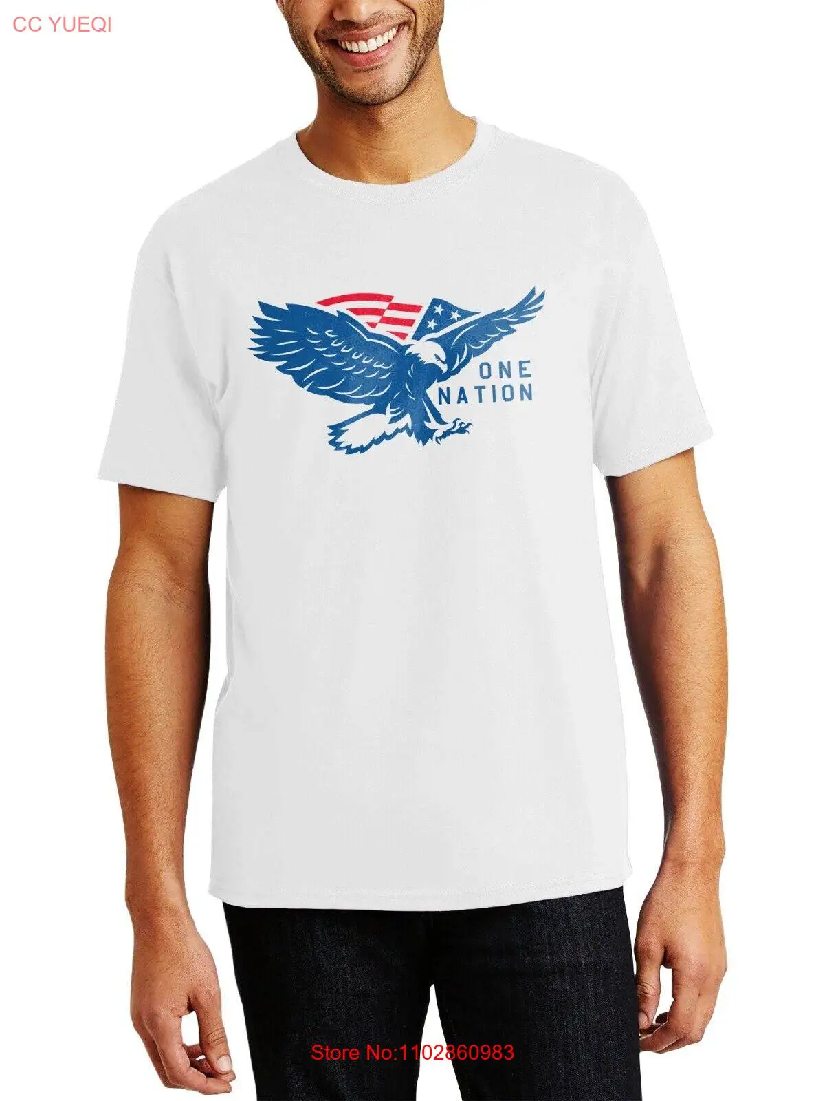 Мужская футболка Hat and Beyond из органического хлопка с рисунком орла One Nation