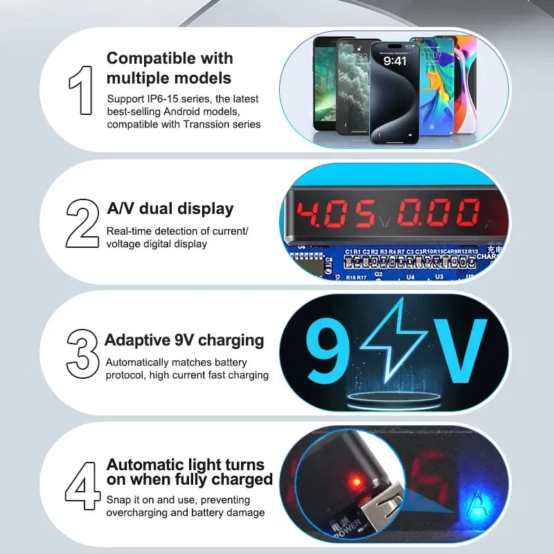 Фото SUNSHINE SS-916 Ультра универсальная плата активации аккумулятора для iPhone 8-17 Pro Max Huawei VOVI активация мобильная зарядка 2A инструменты №2