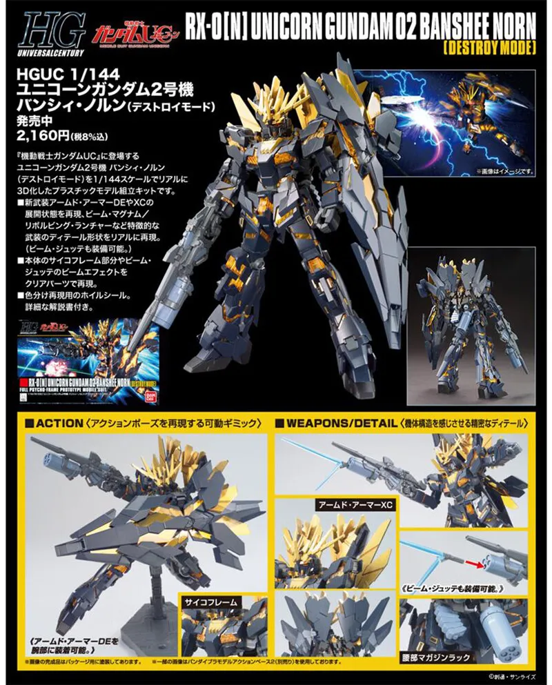 Bandai, Gundam, собранный HGUC 1144 Banshee, Destiny Muse NT-D Unicorn (art.: 3920ca59c3f62) - 3920ca59c3f62