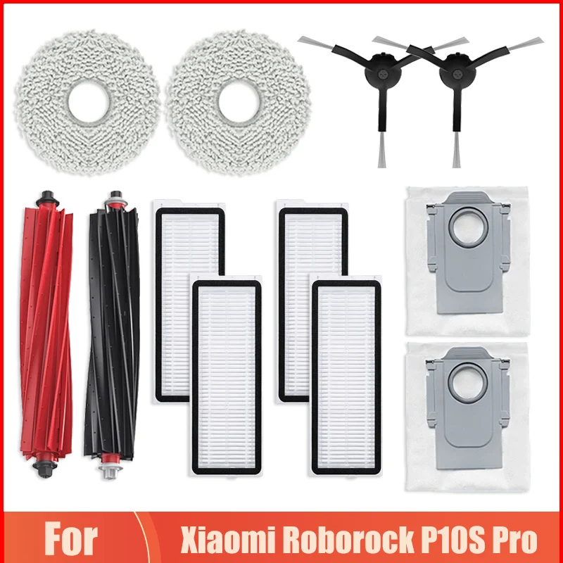 Запчасти для робота-пылесоса Xiaomi Roborock P10S Pro, швабра с фильтром НЕРА, тканевые тряпки, пылесборники, роликовая боковая щетка, аксессуары