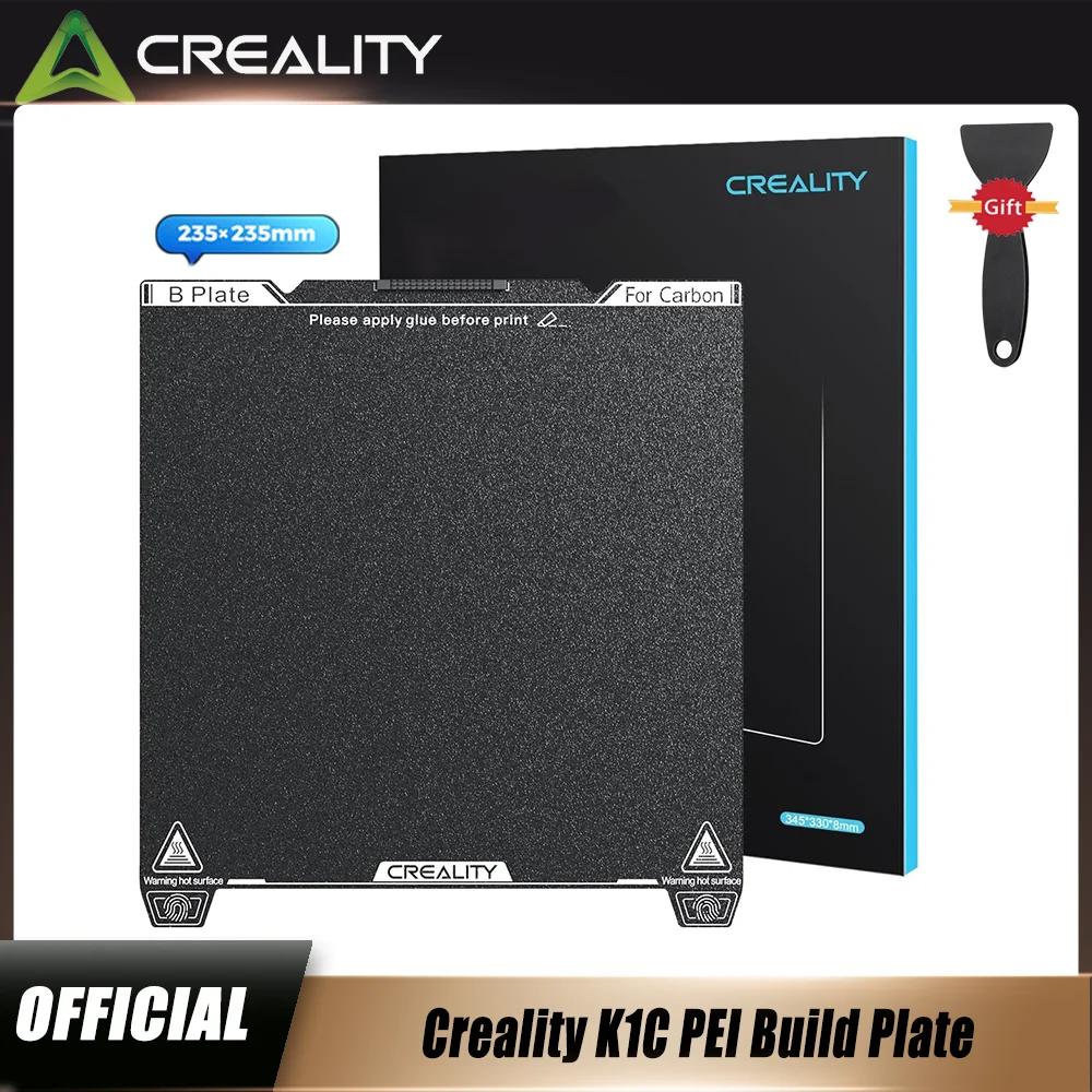 Официальная рабочая пластина Creality K1C PEI 235x235 мм без мягкой магнитной наклейки с дизайном насадки для протирания, аксессуар для 3D-принтера